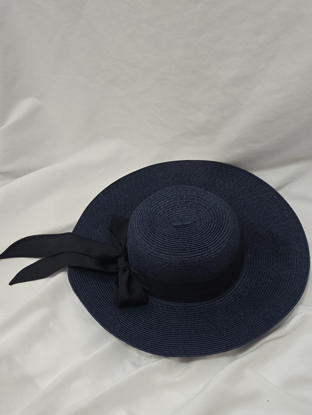 Women’s Wide-Brim Straw Sun Hat with Bow Adjustable fit - Sailor Nautical Vacay
